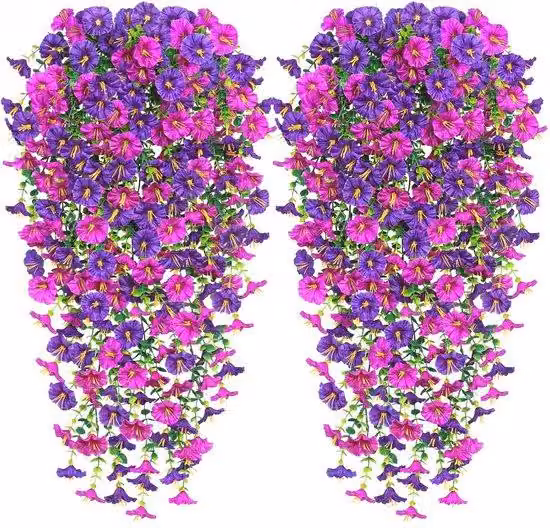 Set di fiori artificiali in seta di alta qualità, composto da 2 pezzi, senza ganci per appenderli
