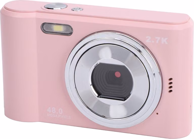 Fotocamera digitale, schermo IPS da 2,4 pollici, 2,7K, 48 MP, zoom 8x, autofocus, portatile, per bambini, studenti, Roseate