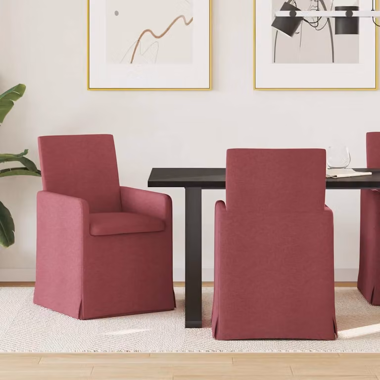 Set di 2 sedie da pranzo vidaXL in tessuto rosso, stile moderno per cucina e sala da pranzo, L: 57 cm, P: 68 cm, H: 94 cm