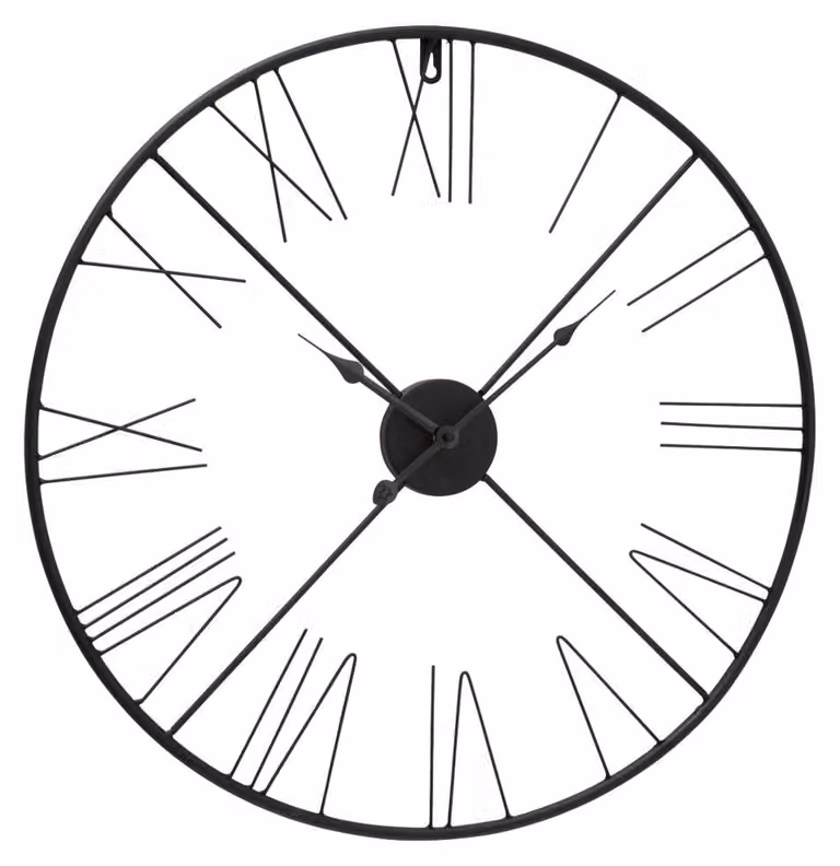 Orologio da parete, numeri romani, analogico, nero, 57 cm