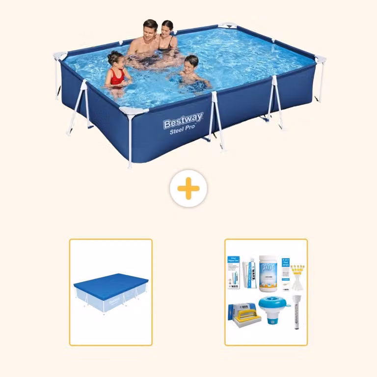 Bestway Steel Pro, piscina rettangolare - 300x201x66 cm - 3 pezzi - Modello S22713