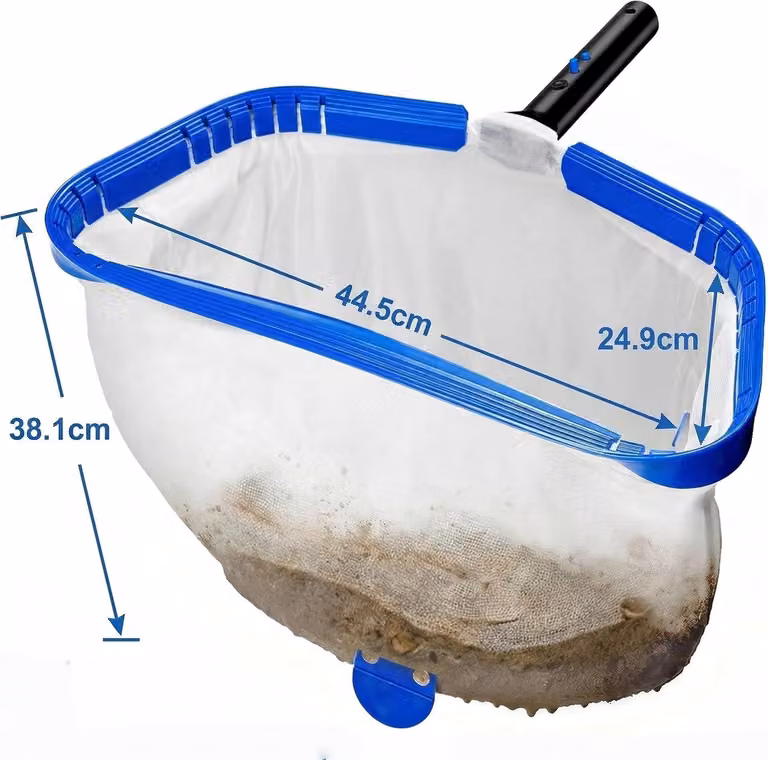 Retino per piscina da 44 cm, con asta in alluminio di 3 metri, finemente lavorato, composto da 8 sezioni, ideale per piscine