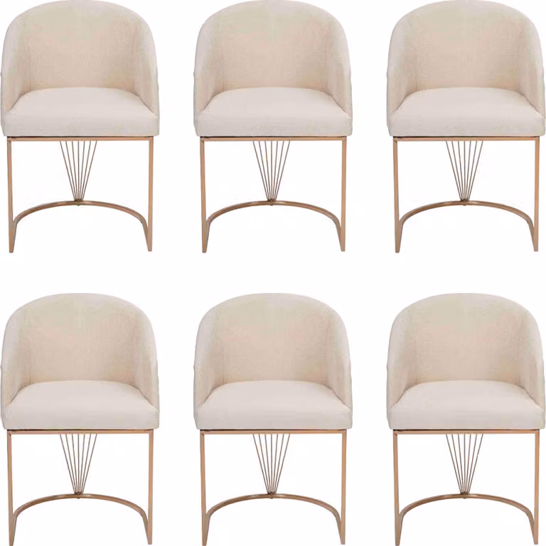 Gruppe Garnitur Stühle 6x Stuhl Set Textil Polster Sitz Edelstahl Esszimmer