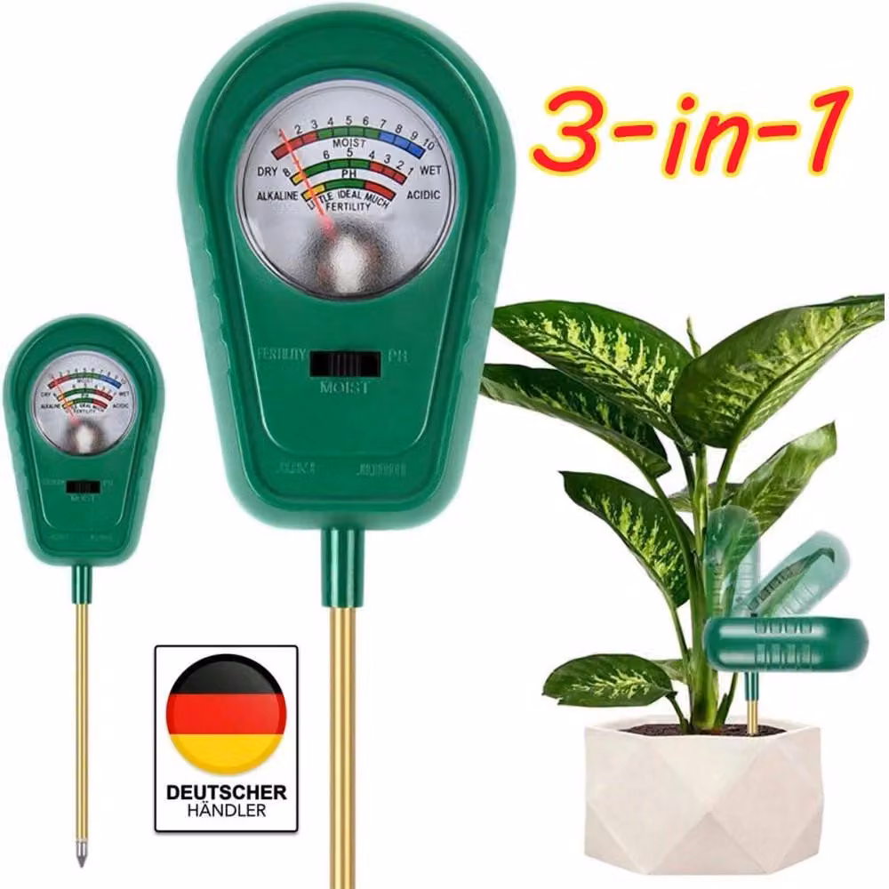 Misuratore di pH 3-in-1, tester per terreno, strumento di misurazione del terreno, misuratore di umidità, spedito tramite DHL