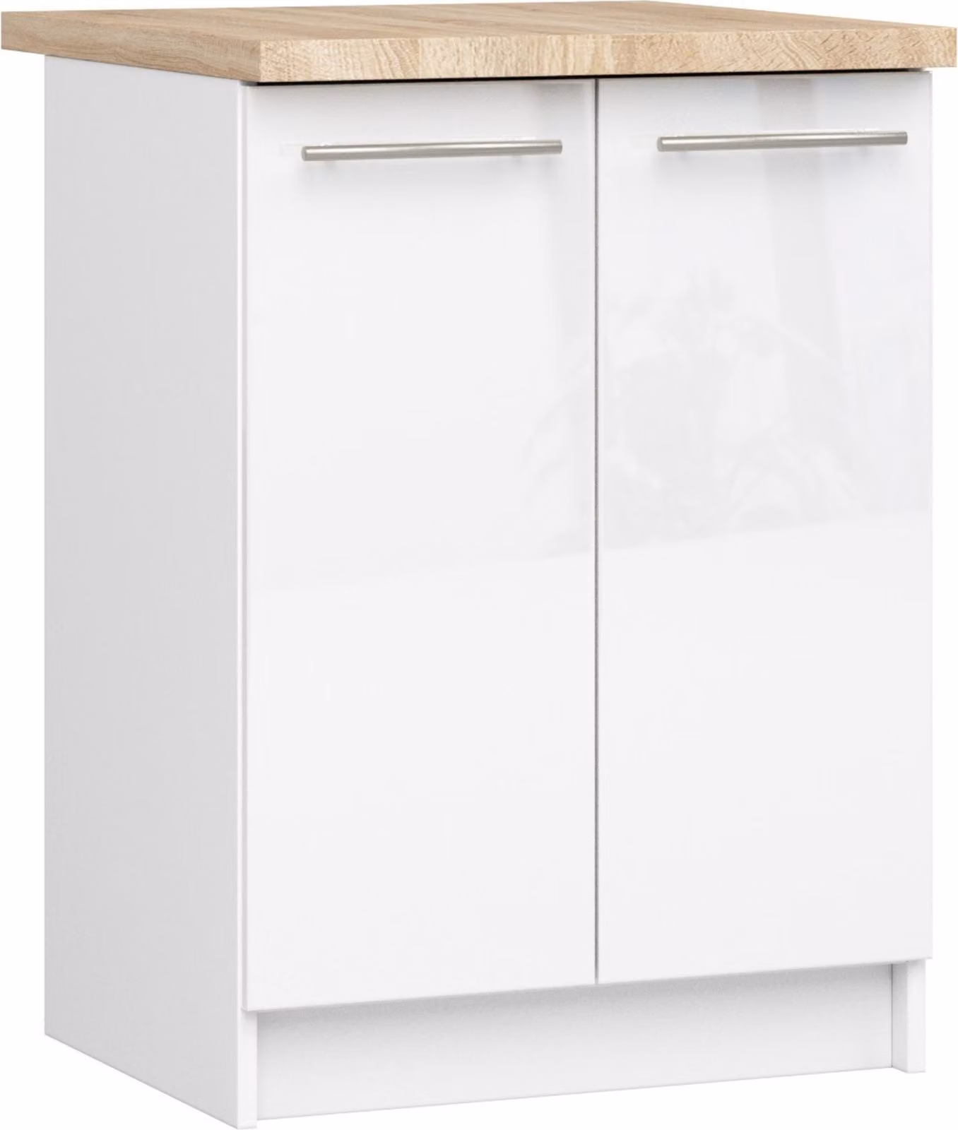 Akord Mobile Cucina Oliwia 2 Ante Con Ripiano Bianco/Bianco Lucido 60X46X85 Cm