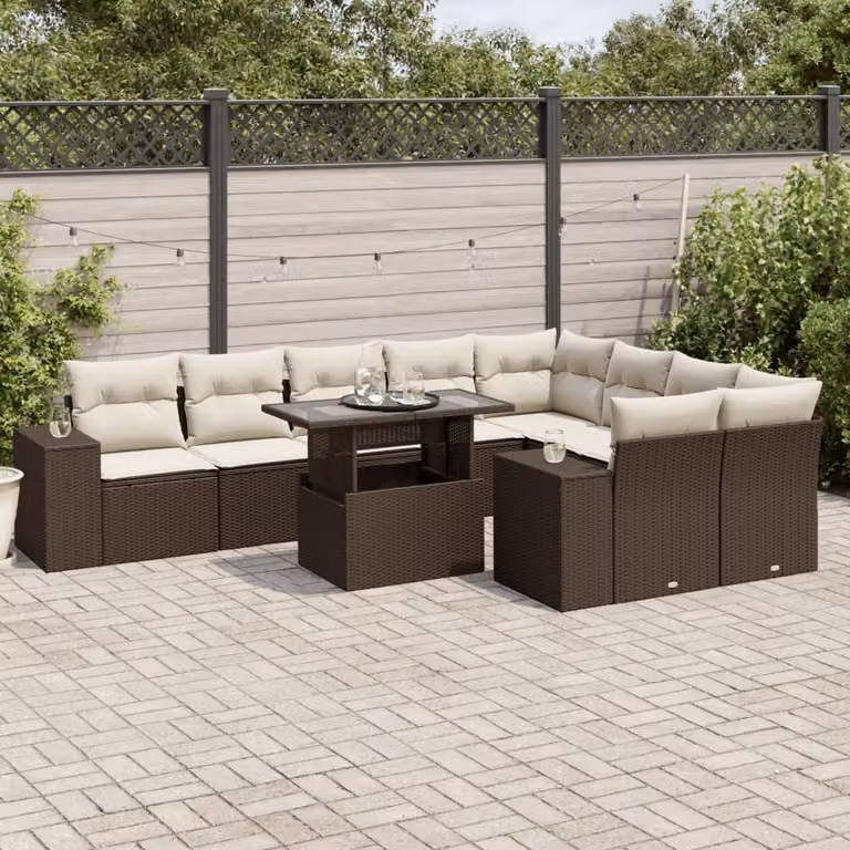 Maison Exclusive - Set Divani da Giardino 10pz con Cuscini in Polyrattan Marrone