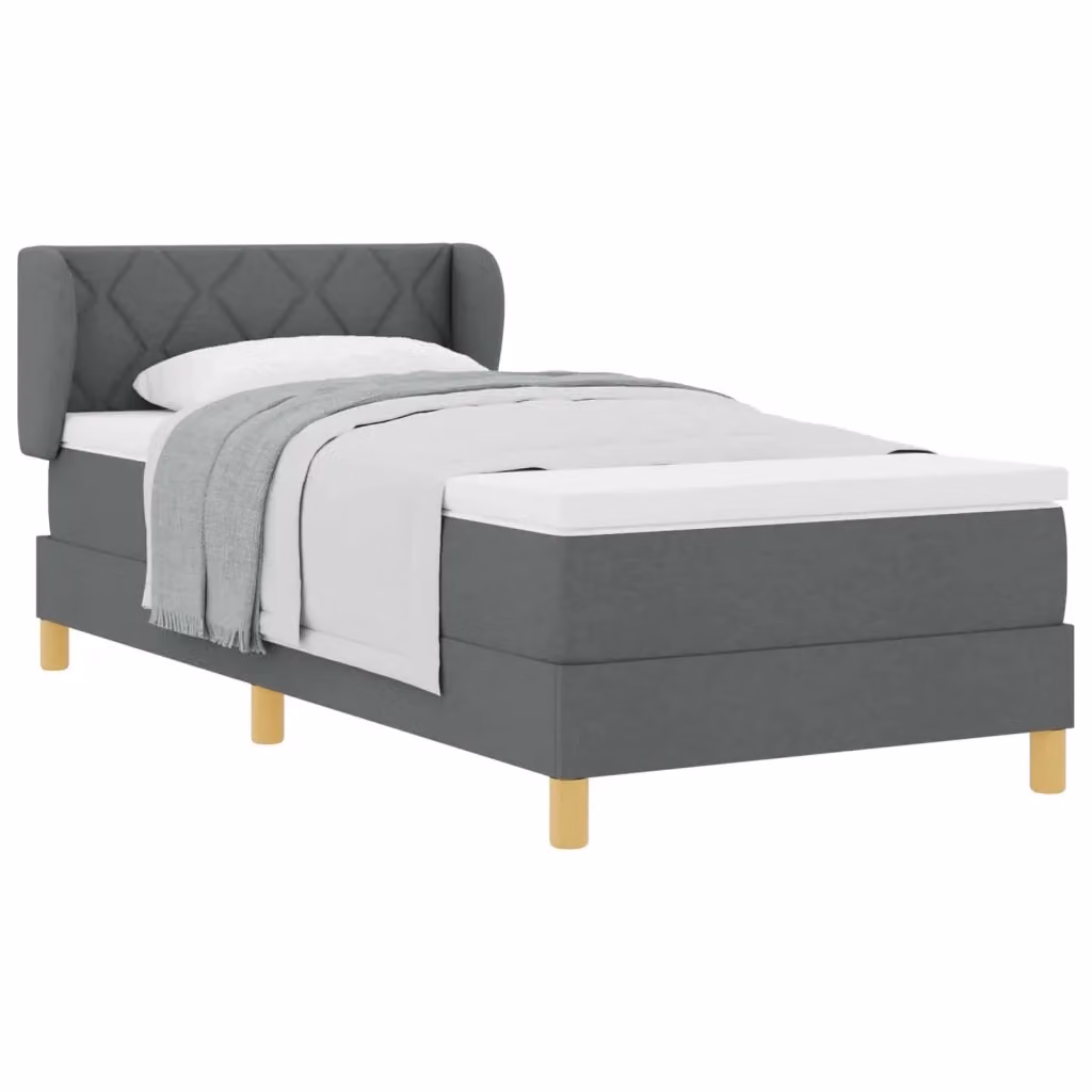 Letto a molle con testiera vidaXL in tessuto grigio, L/P/H: 90 x 190 cm – 2