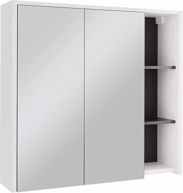 Mobile da bagno Vicco moderno con ante in vetro e ripiani interni, Bianco/Grigio, L 80 cm x H 75 cm