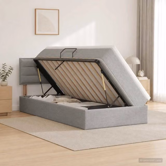 Letto con contenitore e materasso Grigio Chiaro 90 x 190 cm 3458526