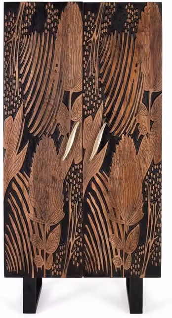 Armadio moderno Giner y Colomer in legno di acacia e metallo marrone L/P/H: 180 x 55 x 55 cm