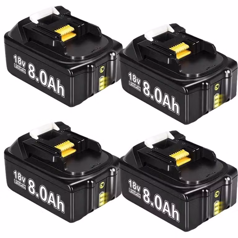 Batteria ricaricabile al litio, capacità di 8000 mAh, tensione di 18 V, confezione da 4 batterie da 8,0 Ah