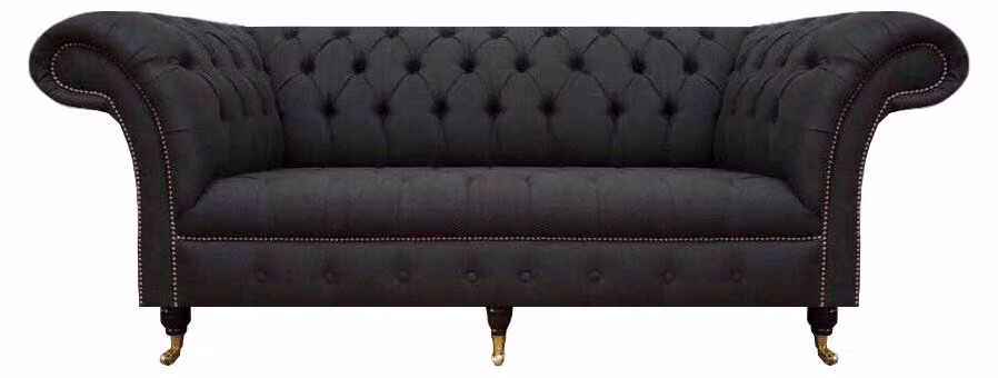 Schwarzes Chesterfield Sofa Designer Wohnzimmer Edle Couch 3-Sitzer