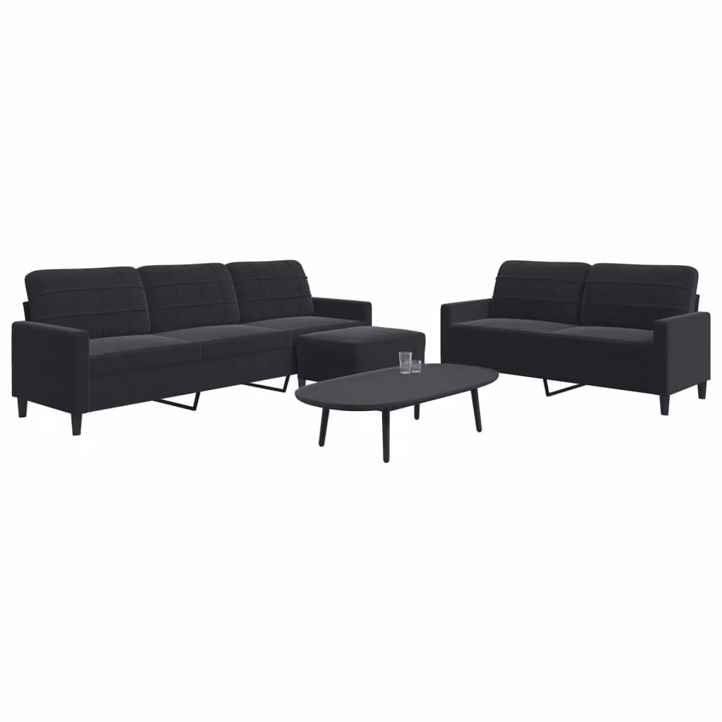 Maison Exclusive - Set divano a 3 pezzi con cuscini in velluto nero