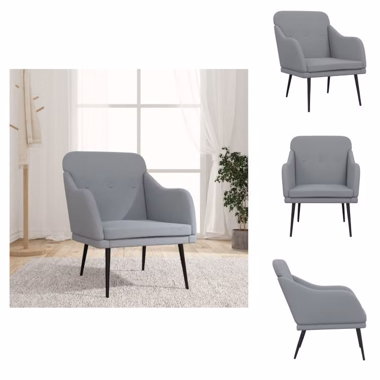 vidaXL Poltrona grigio chiaro 63x76x80 cm tessuto - Poltrona