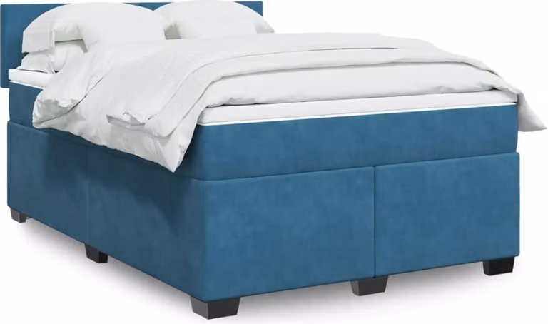 Maison Exclusive - Giroletto a Molle con Materasso Blu Scuro 140x200 cm in Velluto
