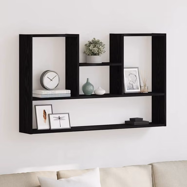 vidaXL Mensola a Muro Moderna in MDF Nero L: 99 cm, P: 15 cm, H: 60 cm