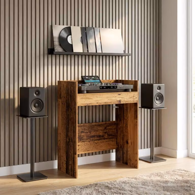 vidaXL Tavolo DJ in legno antico marrone L: 102 cm, P: 45 cm, H: 102 cm