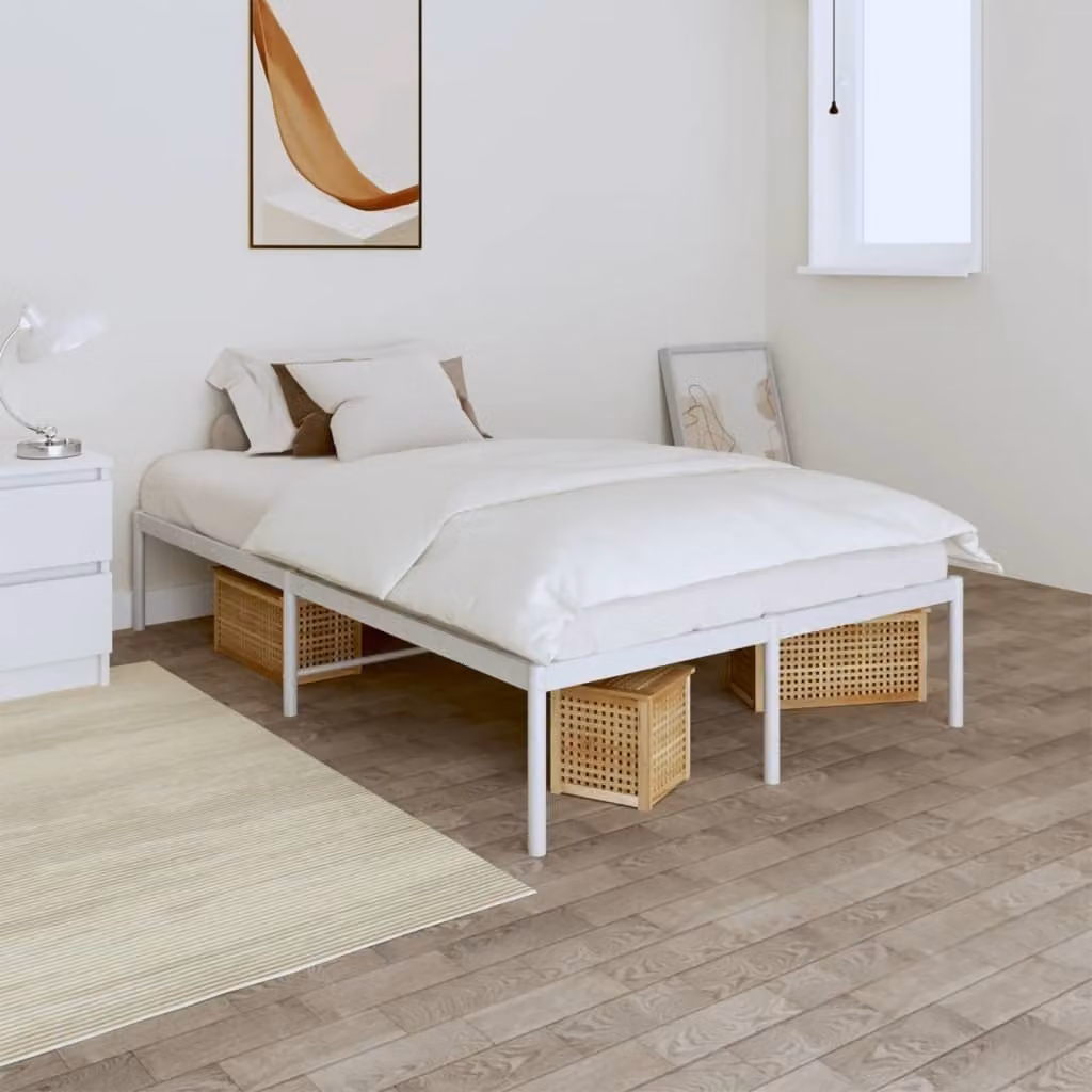vidaXL Struttura letto in metallo bianco 120x200 cm - Struttura letto - Cornici letto - Struttura letto - Letto