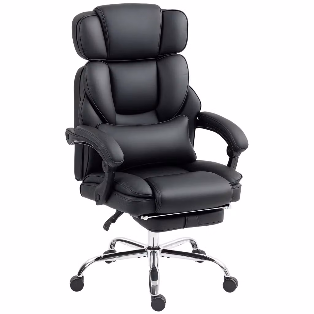 Sedia da Ufficio Ergonomica Xylo Girevole in Ecopelle Nera con Poggiatesta e Poggiapiedi – 2