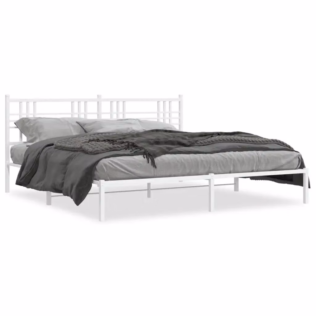 Giroletto con testiera in metallo bianco vidaXL L/P: 200 x 200 cm – 2