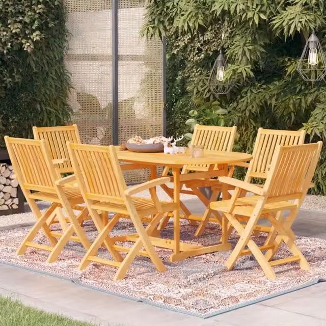 Set da pranzo da giardino vidaXL in legno di teak marrone, 7 pezzi – 1