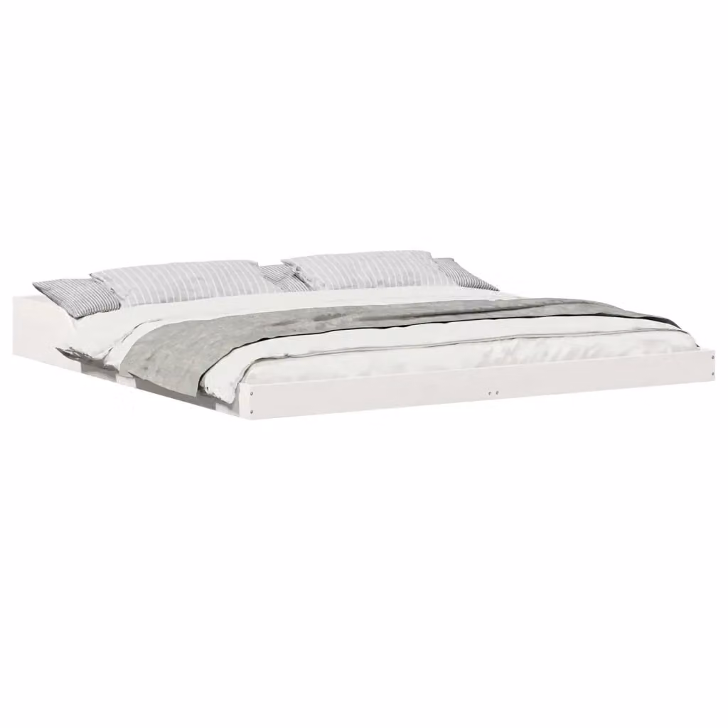 Struttura letto moderno vidaXL in pino massello laccato bianco L/P/H: 200 x 220 x 183,5 cm – 2