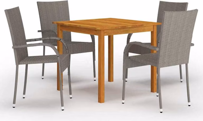 Maison Exclusive - Set da pranzo da giardino 5 pezzi, grigio