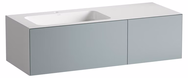 LAUFEN FOLIO Plan de toilette, rectangulaire, 2 tiroirs, 1 trou pour robinetterie, sans trop-plein, 1254x500x350mm, H580FO75211111, H580FO75211111