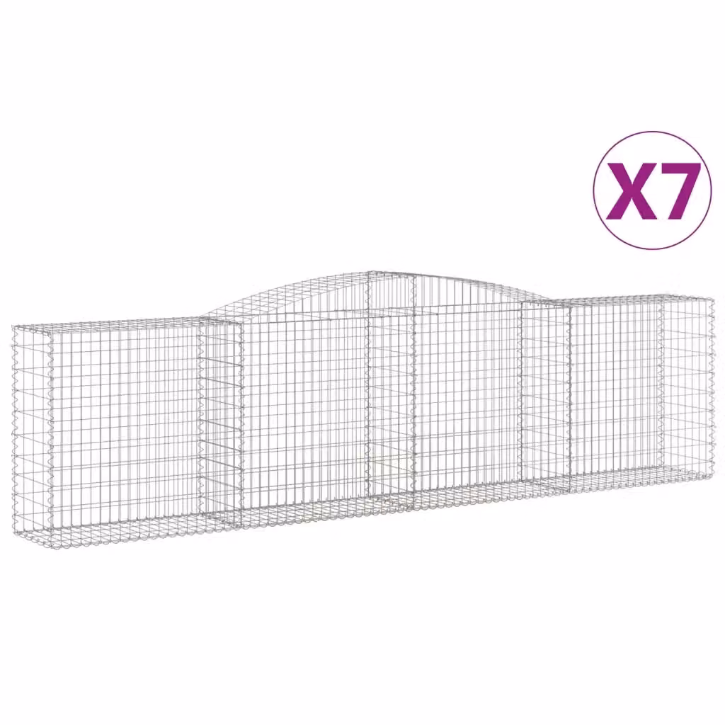 Set di 7 Cesti Gabbioni ad Arco Videx in Acciaio Zincato Grigio e Argento L: 400 cm, P: 50 cm, H: 100/120 cm – 2