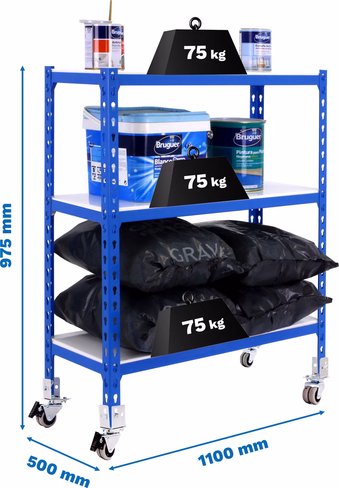 SIMONCLICK MOBILE SUPERPLUS 3/500 900 Scaffale in metallo BLU/BIANCO