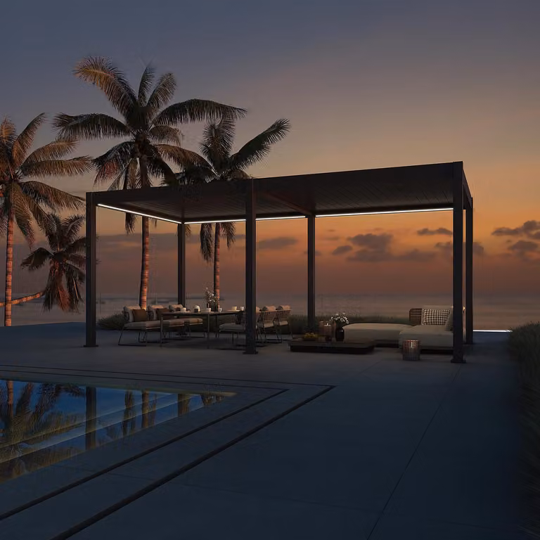 Pergola elettrica Weide E-Deluxe interamente in alluminio 3x6 m con tetto a lamelle antracite