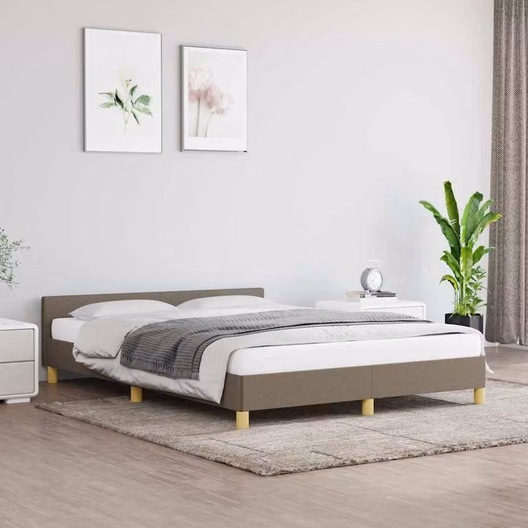 Giroletto vidaXL senza materasso in tessuto tortora L/P/H: 140 x 190 x 146 cm