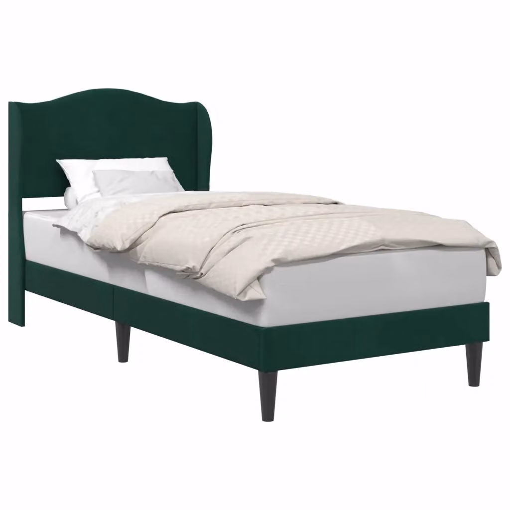 Struttura letto con giroletto in velluto verde scuro DESIGN IN L/P/H: 90 x 200 x 101 cm – 2