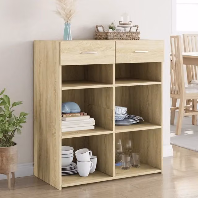 Credenza Buffet Armadio da Cucina Design Mania in Legno Rovere Sonoma, L 80 cm, P 42,5 cm, H 93 cm