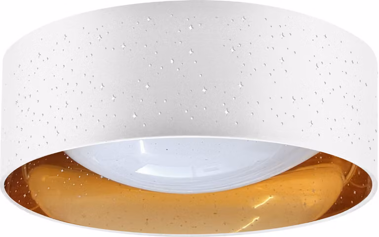 Plafoniera LED rotonda TULUZA bianco-oro 18W, luce bianca neutra 1850 lm, plastica, dimensioni: 12x32x32 cm, IP20, Polux