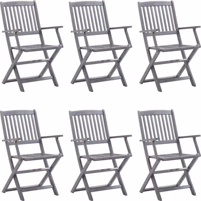 Sedie Pieghevoli 6 pz con Cuscini Massello Acacia 3065420