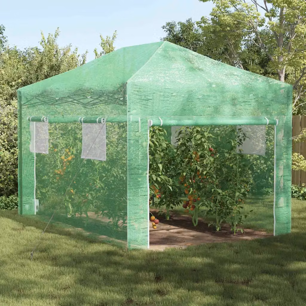 Serra con struttura pop-up vidaXL in ferro verde L: 290 cm, P: 430 cm, H: 315 cm