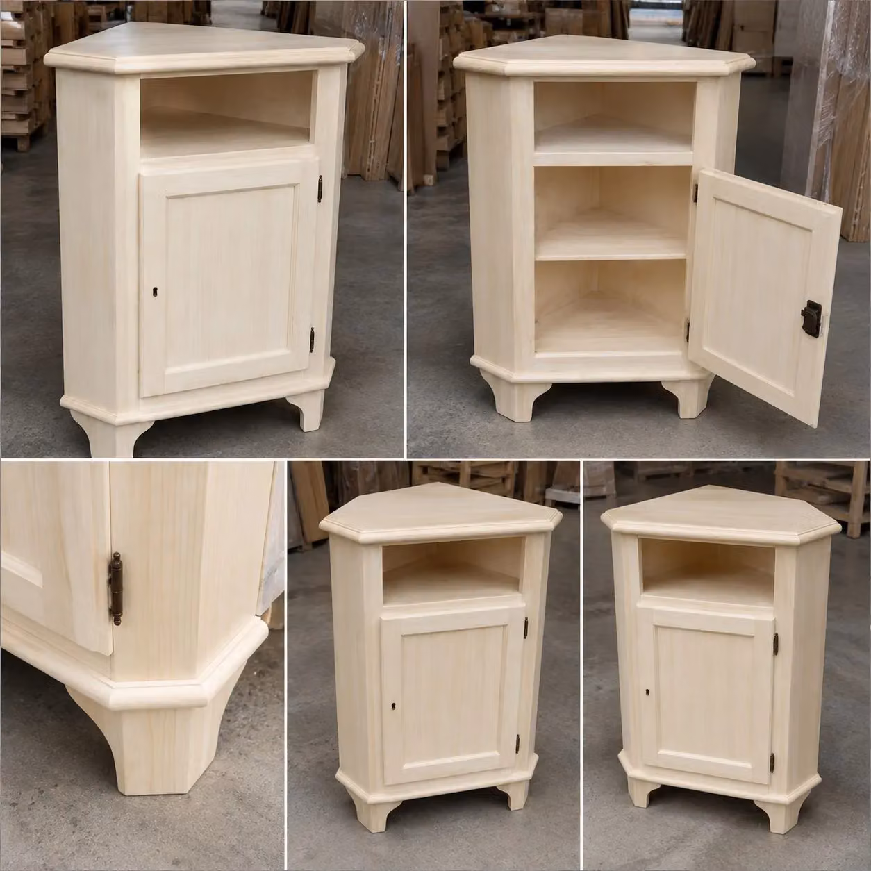 Mobile angolare classico in legno di pino grezzo Mobili 2G L/P/H: 51 x 51 x 97 cm – 2