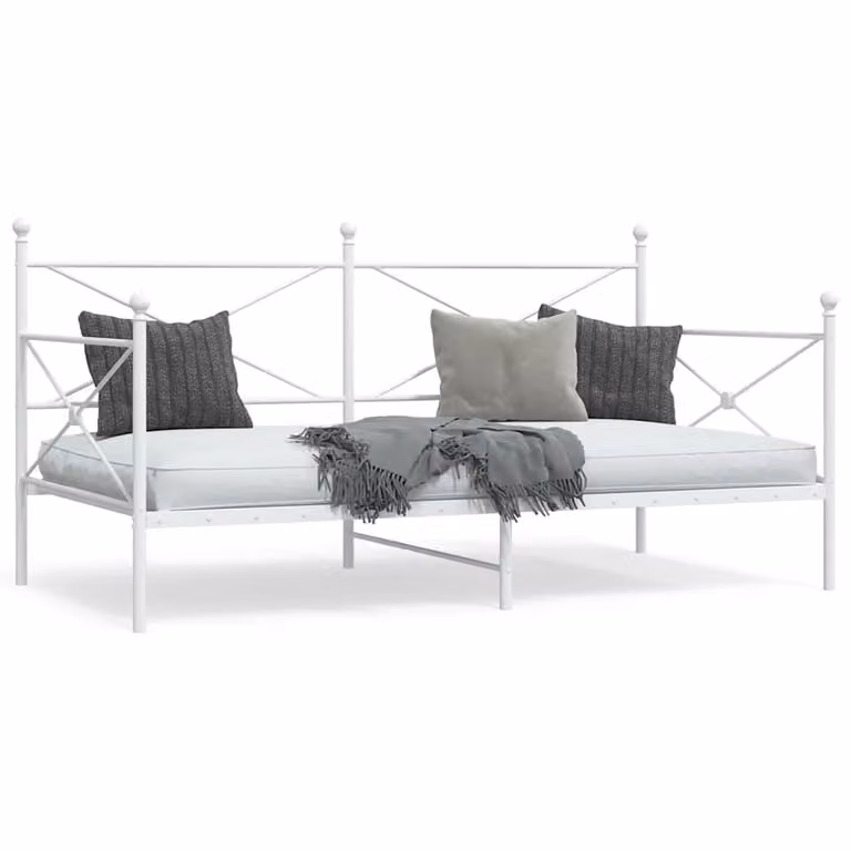 vidaXL Letto contenitore con base a sollevamento in metallo bianco L: 107 cm, P: 113 cm, H: 208 cm