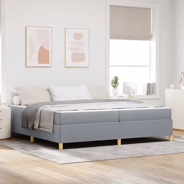 Struttura letto imbottita vidaXL in tessuto grigio, L 200 cm x P 200 cm x H 280 cm – 1