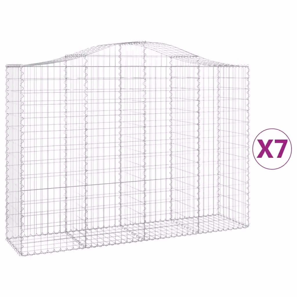 Set di 7 Cesti Gabbioni ad Arco Videx in Acciaio Zincato Argento L: 200 cm, P: 50 cm, H: 140/160 cm – 2