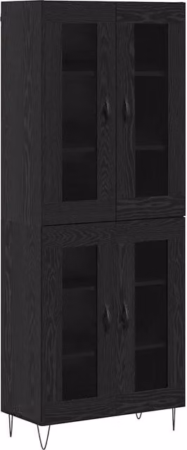 Credenza | Madia | Buffet da pranzo | Armadio da pranzo Rovere Nero 69,5 x 34 x 180 cm Legno multistrato