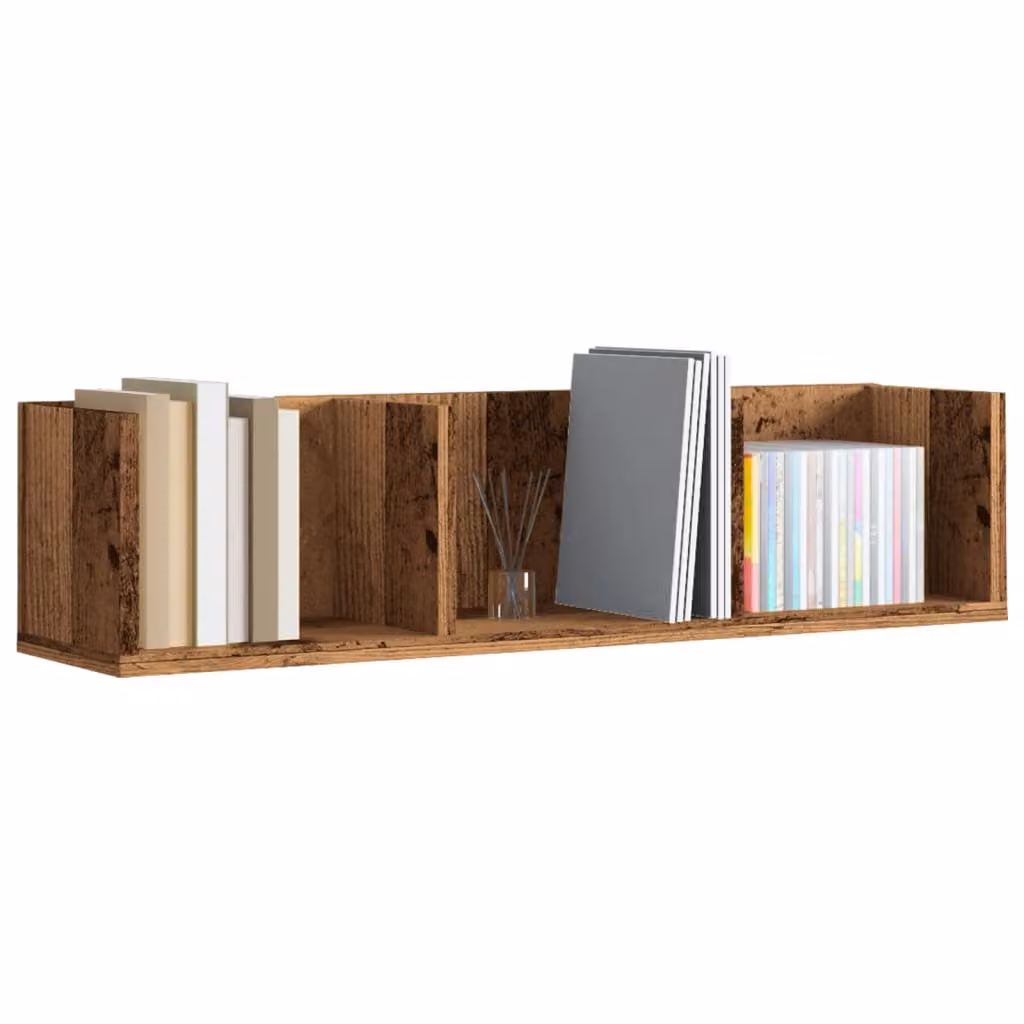 Scaffale porta CD da parete vidaXL in legno multistrato color marrone antico, L 75 cm x P 18 cm x H 18 cm
