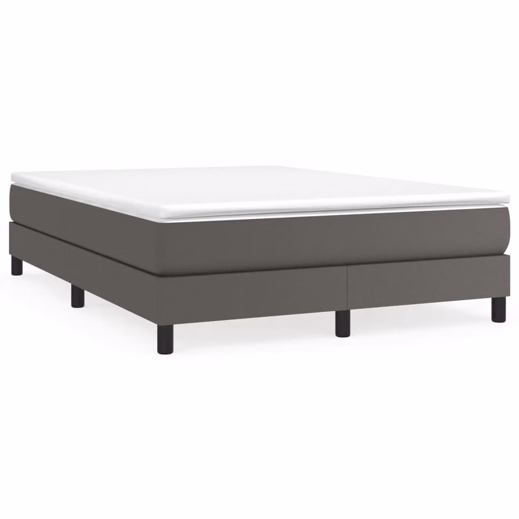 Giroletto a Molle con Materasso Grigio 140x200 cm in Pelle finta