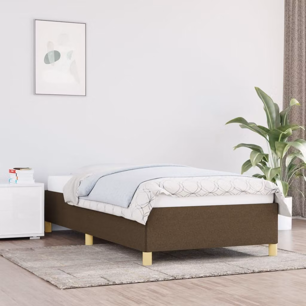 The Living Store Struttura letto in tessuto marrone scuro 90x190 cm