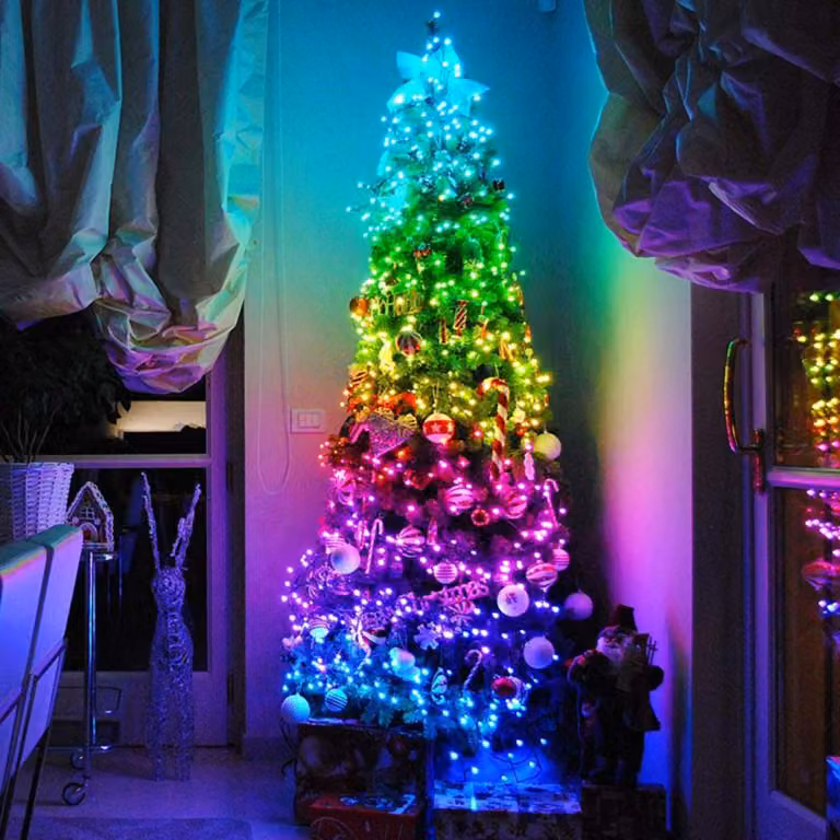 Luci natalizie ACA, 400 LED RGB, ghirlanda SMART Octopus per alberi, 200 cm, telecomando + Bluetooth (max. 3 set), grado di protezione IP44, cavo di alimentazione da 5 m, X084003113