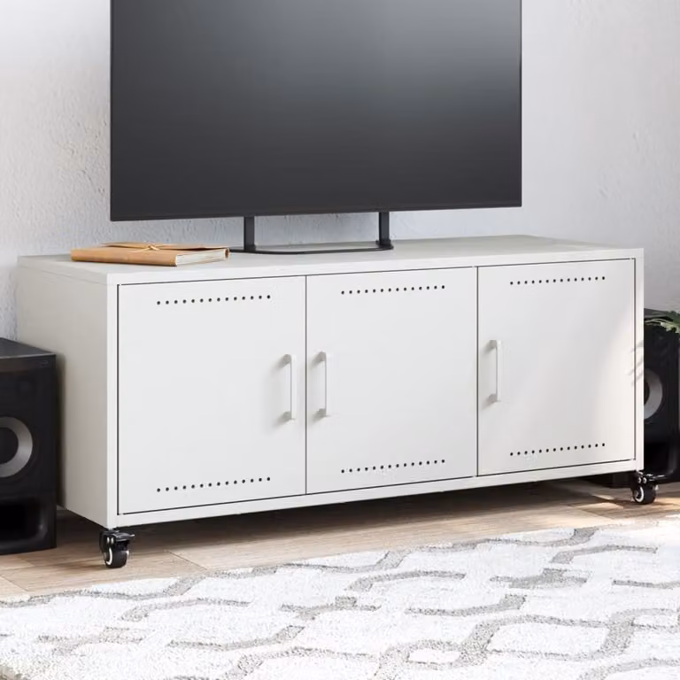 Mobile TV vidaXL Bianco in Acciaio L: 100,5 cm, P: 39 cm, H: 43,5 cm