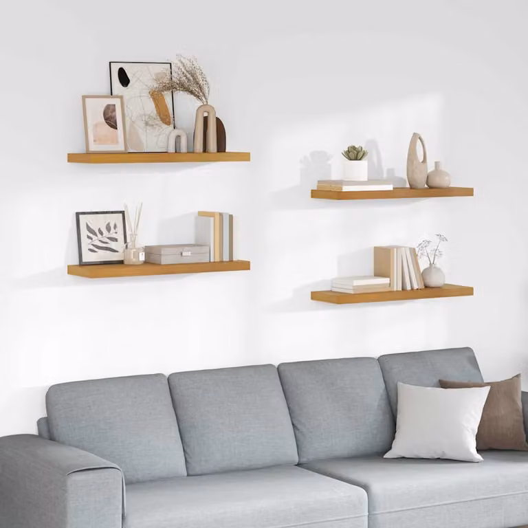 Set di 4 Scaffali da parete vidaXL in legno MDF Beige L 90 x P 23,5 x H 3,8 cm