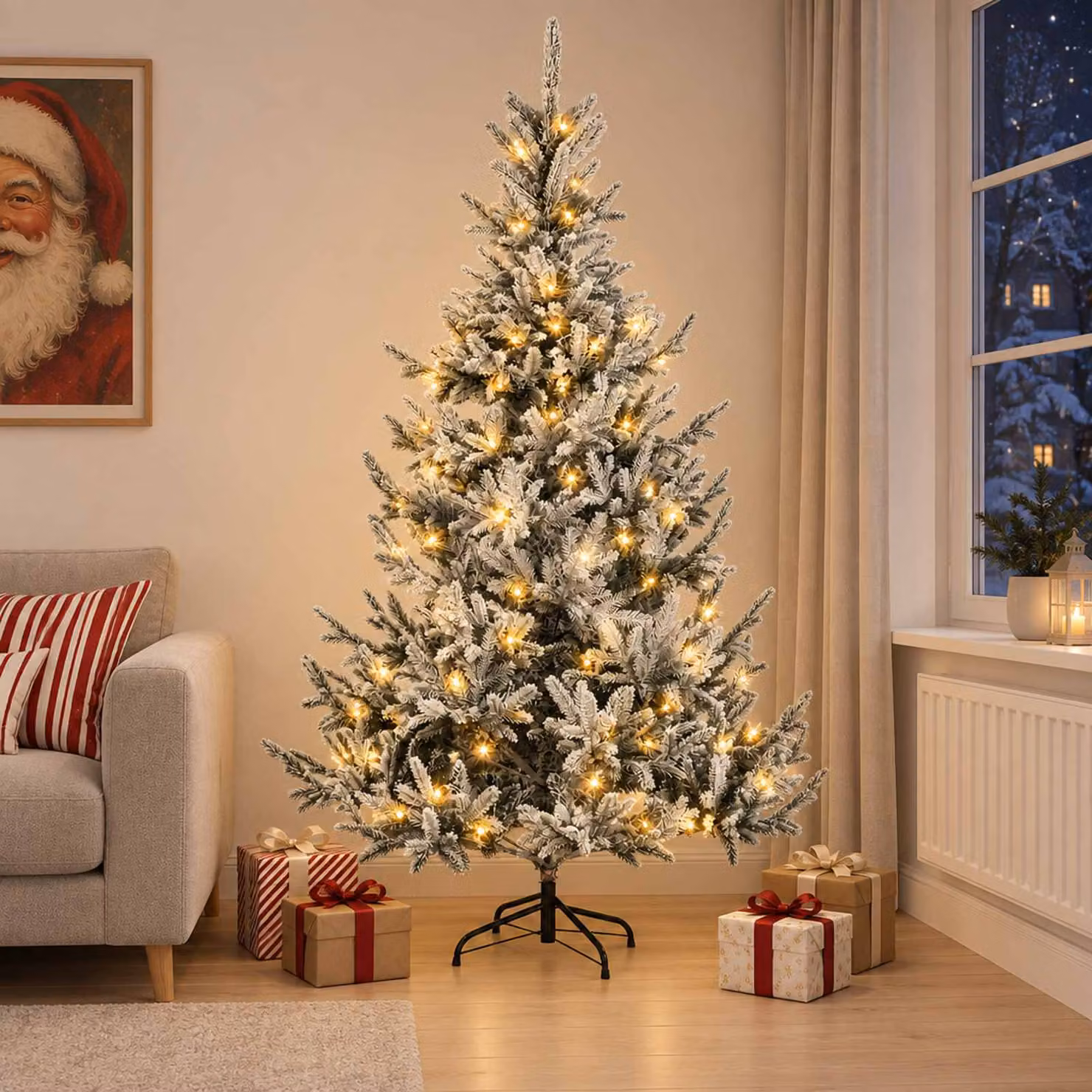 vidaXL Albero di Natale Artificiale con Rami Pieghevoli 240 cm 300 LED