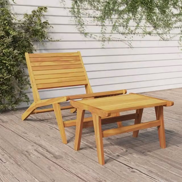 Sedia da Giardino con Poggiapiedi in Legno Massello di Teak 319154